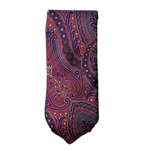 Strathmore Tie Mens OS Burgundy Paisley Silk Classic Formal Made in USA 33337